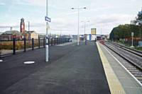 The newly opened platform 4 at Rochdale seen from the West end, the Castleton end, towards Yorkshire, on 1st November 2016.  RS Greenwood 
